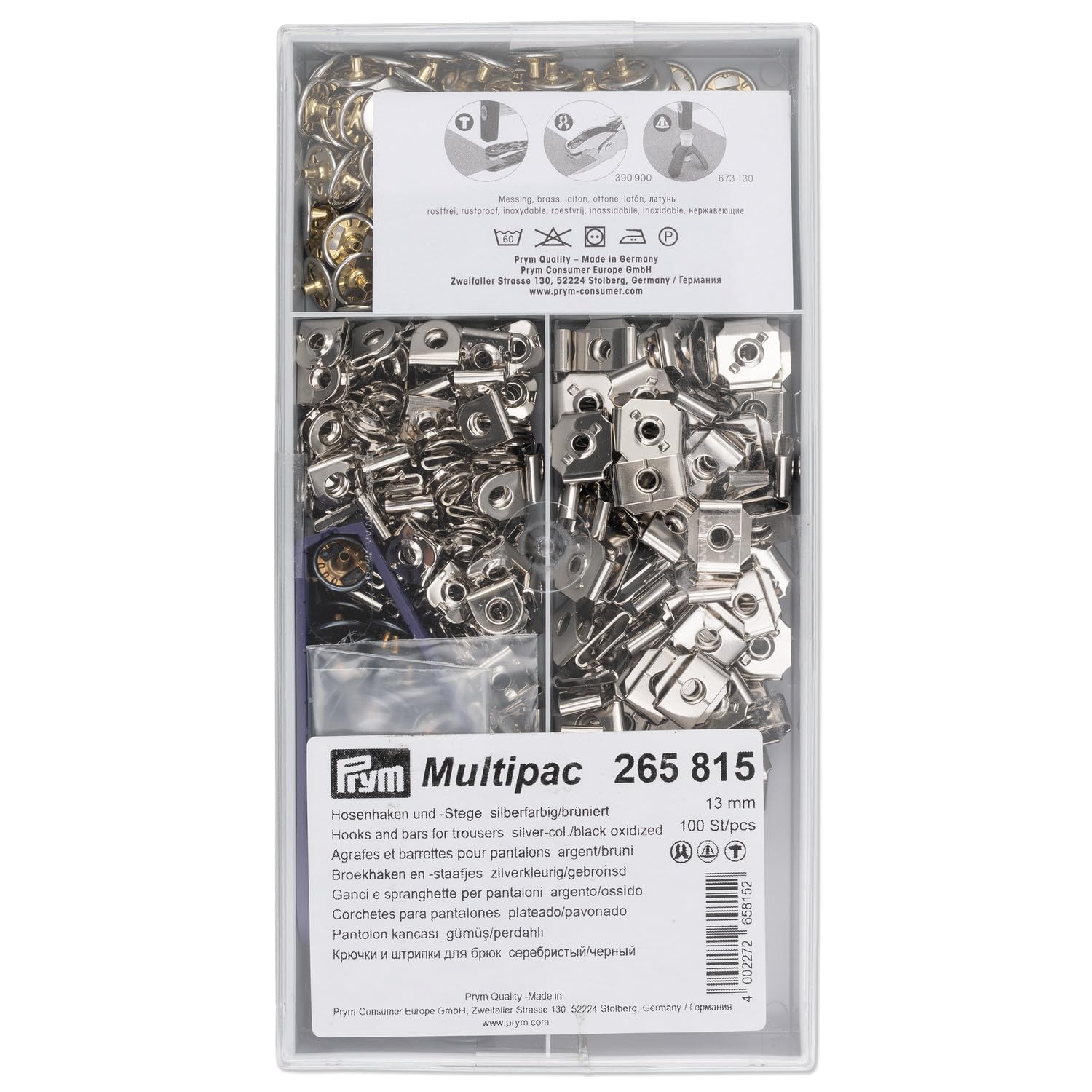Prym Silver Snap On Hook & Bar Fasteners