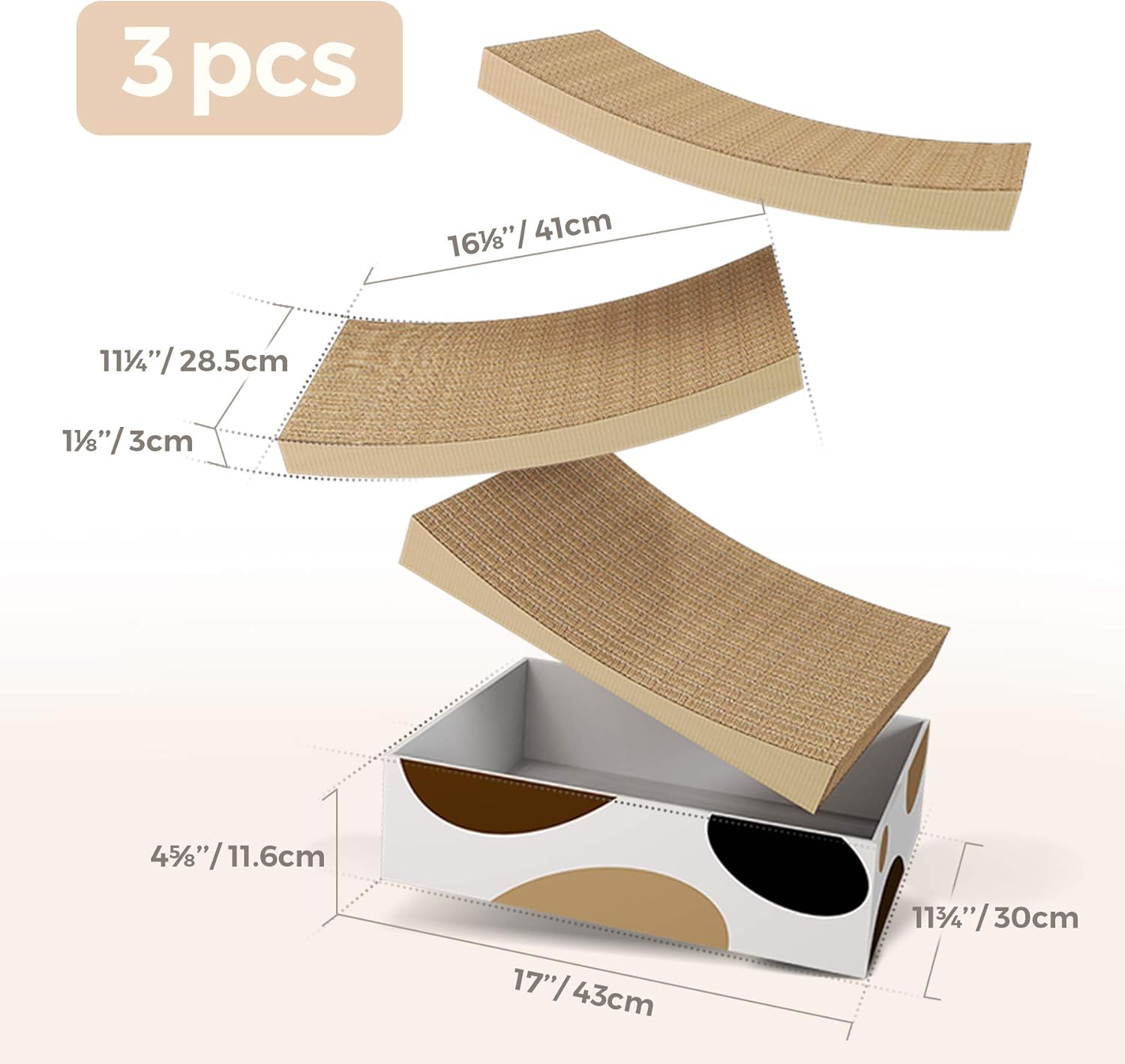 review ComSaf Cat Scratching Pad, Concave Cat Scratcher Cardboard, Durable 3 in 1 Corrugated Scratcher, Reversible Scratcher with Box Refill, Scratcher Lounge Bed for Furniture Protection, Cat Training Toy