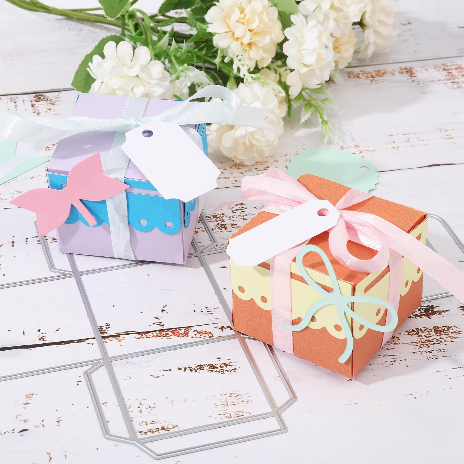 GLOBLELAND 3D Gift Box Cutting Dies Bow Tie Embossing Stencils Candy Wedding Template for Card Scrapbooking and DIY Craft Album Paper Decor - Image 4
