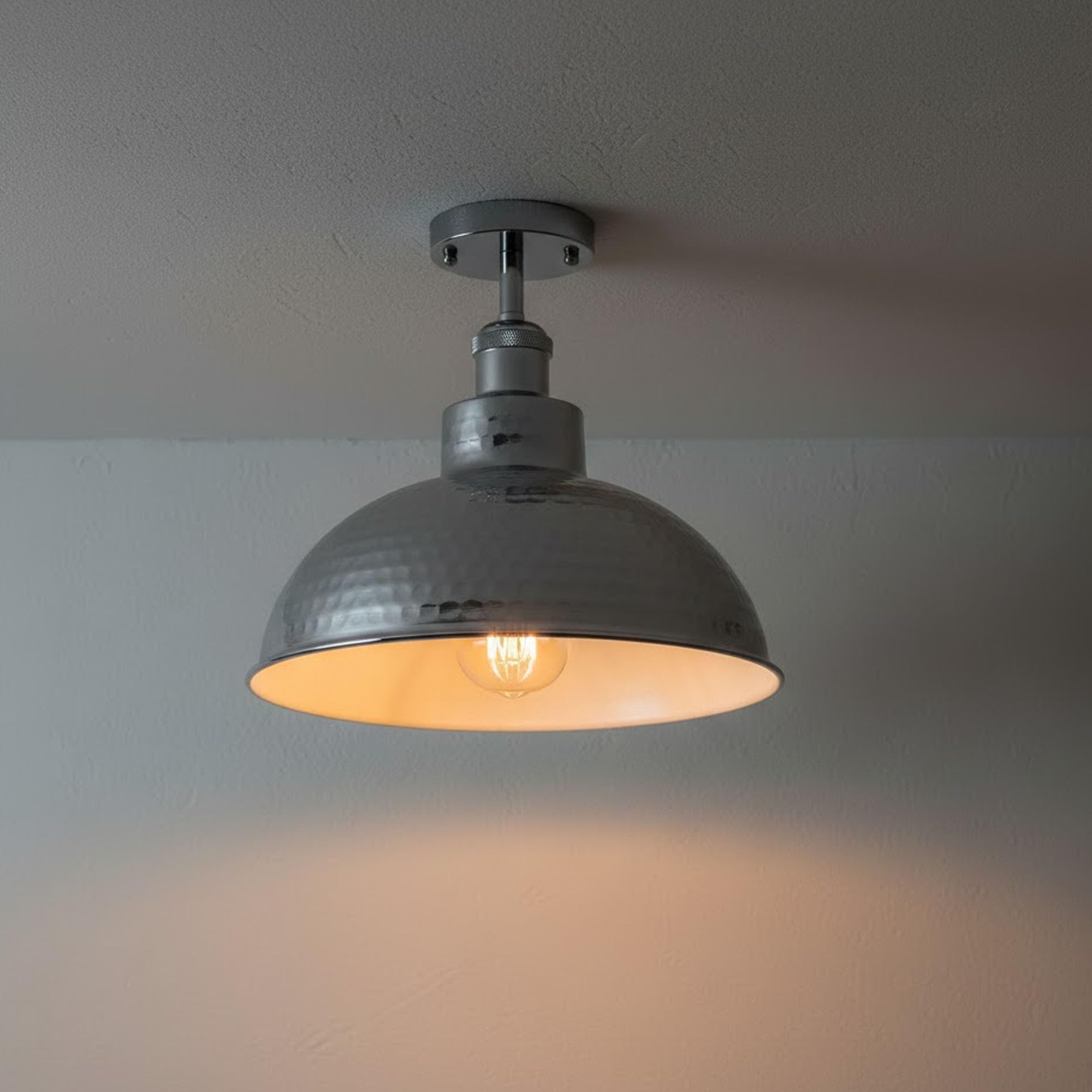 DC VOLTAGE Retro Industrial Semi Flush Mount Hammered Shade Ceiling Light โ image 1