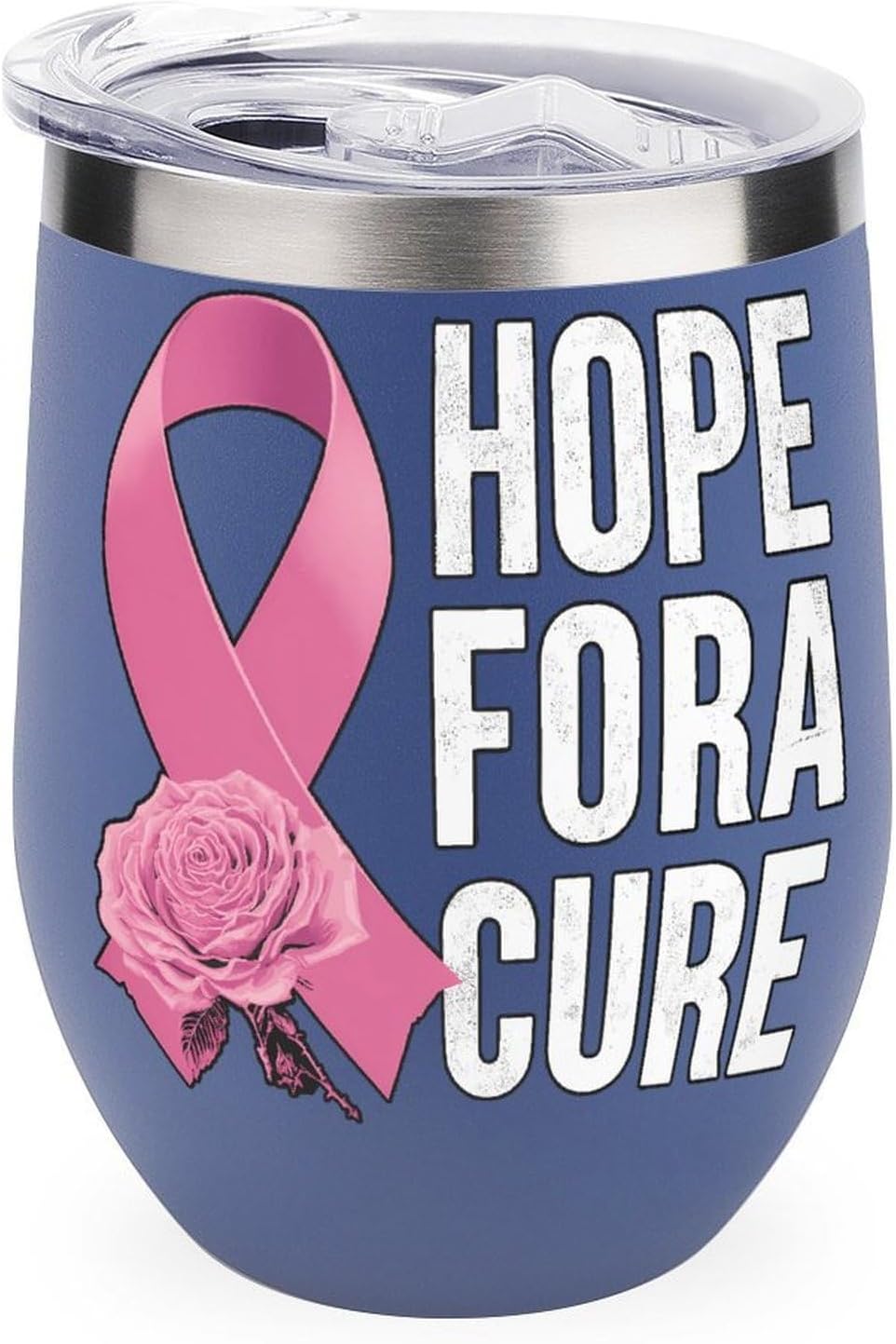 Breast Cancer Ribbon Cure Insulated Drinking Cup Stainless Steel Coffee Mug Wine Tumbler with Lid 12OZ