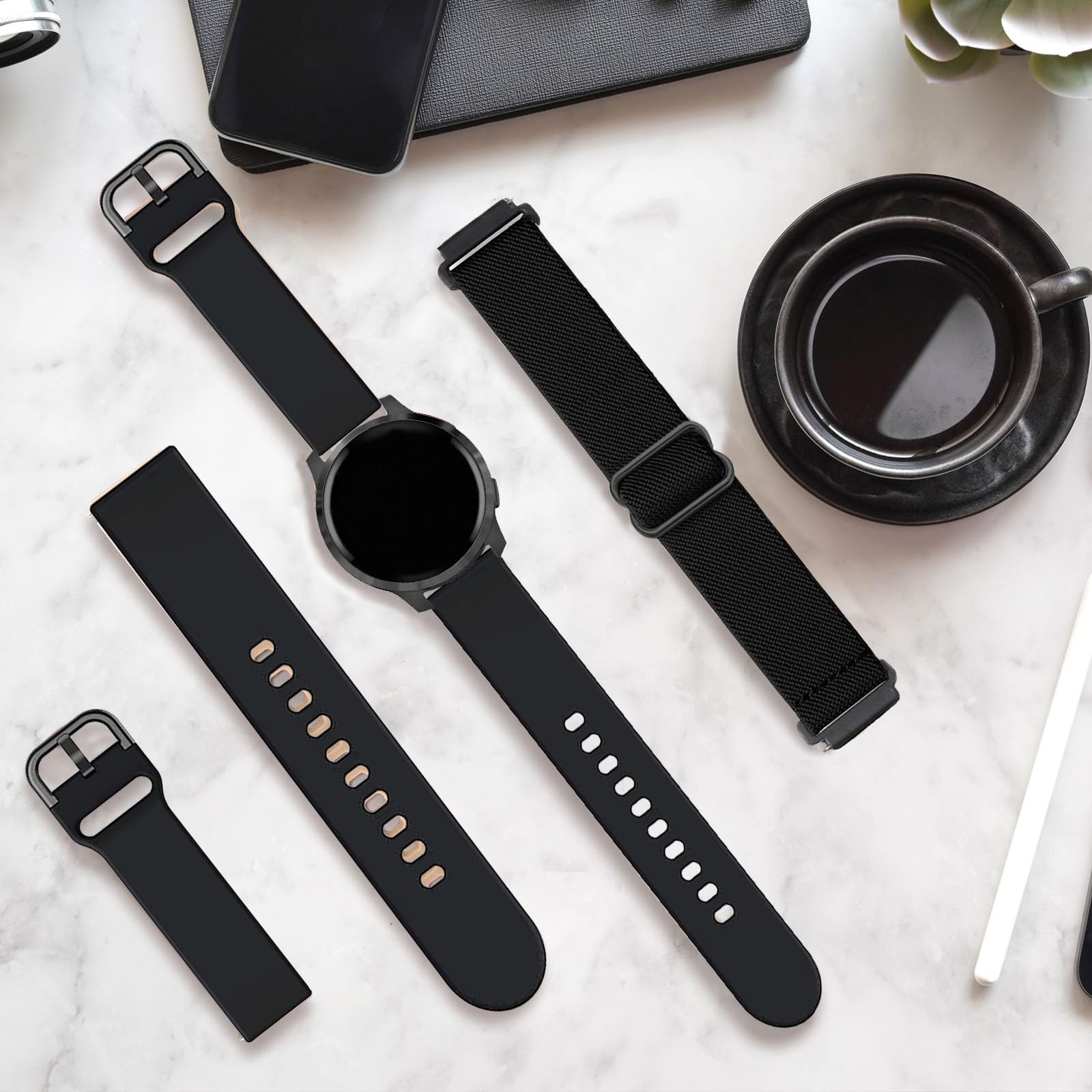 TUCOMO 2 Pack Stretchy Nylon & Silicone Watch Bands Compatible with Garmin Venu 2S/Venu 3S/Vivoactive 4S/Vivomove 3S - Image 2