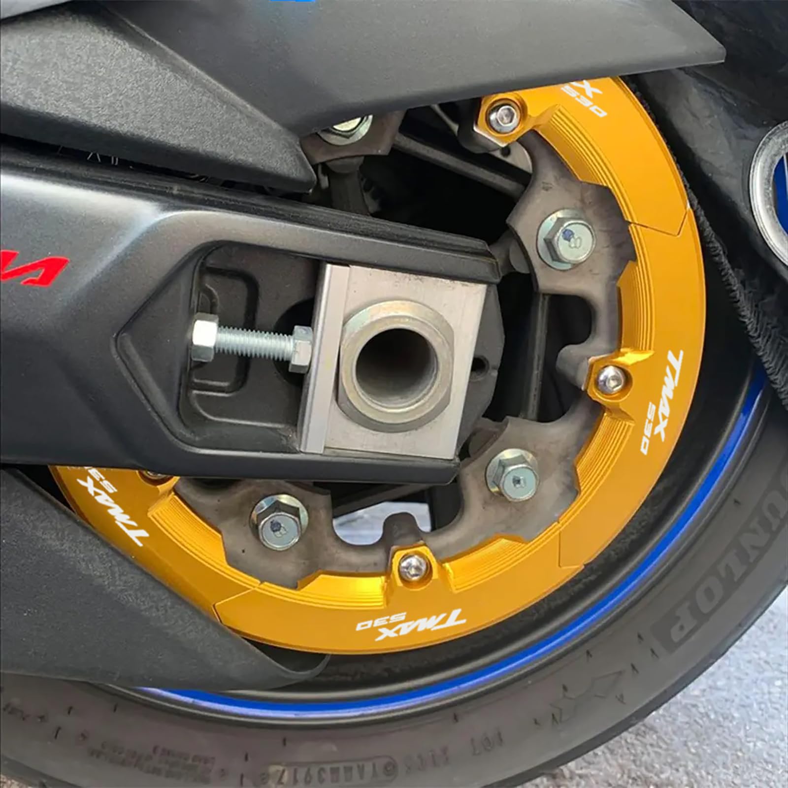 Copricinghia Decorativo Per Yamaha TMAX 530/560 - Protezione In Alluminio CNC, Nero - Foto 5