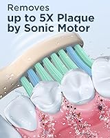 Vista 50 de Rtauys - Cepillo de dientes eléctrico y sónico M5 para adultos y adolescentes, con 8 cabezales de cepillo, de alta potencia, con estuche de viaje, 3