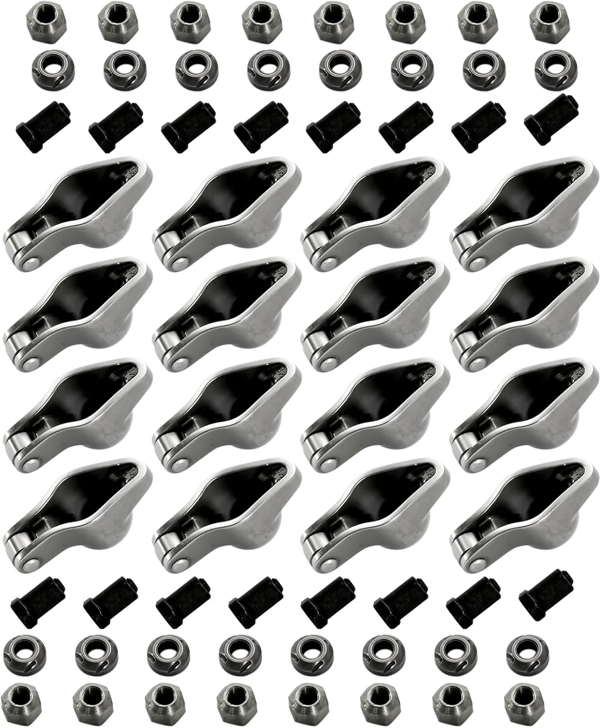 Roller Tip Rocker Arms w/Nuts and Balls 1.6 Ratio 3/8" Stud Replacement for Chevy SBC 350 400
