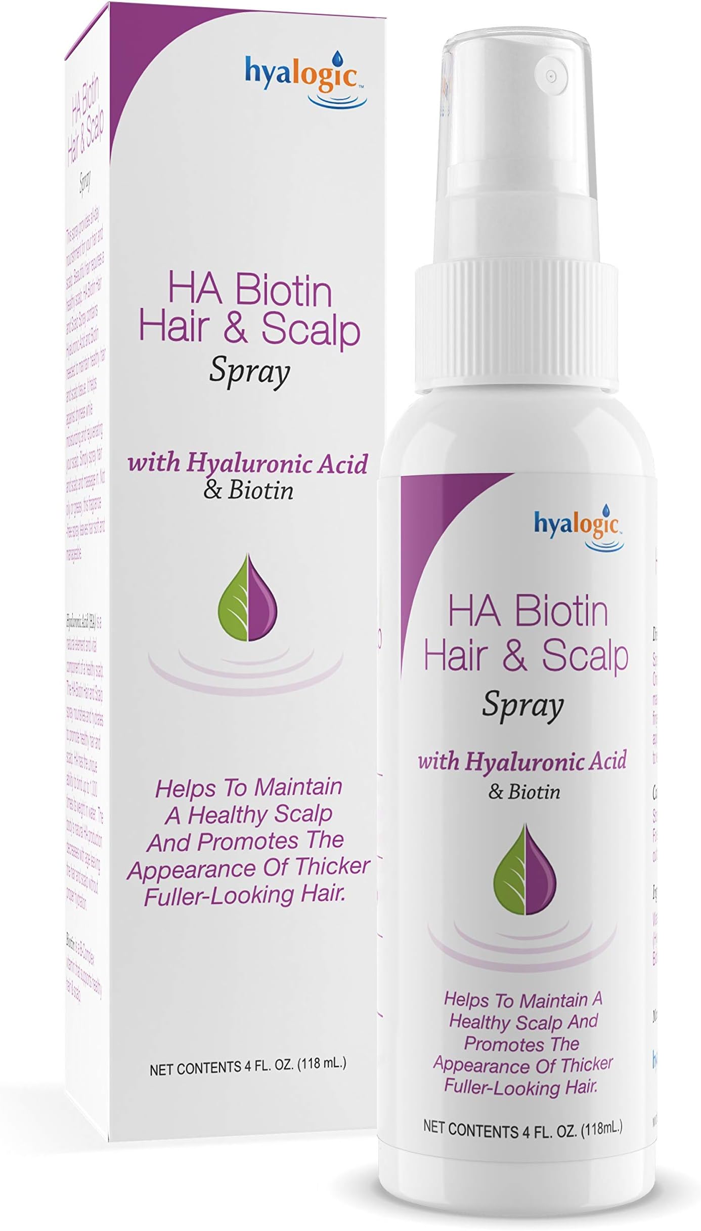 Hyalogic Biotin Volumizing Hair Spray with Hyaluronic Acid for Thinning Hair | Promotes Thicker, Healthier Locks and Scalp | 4 fl oz (118ml)