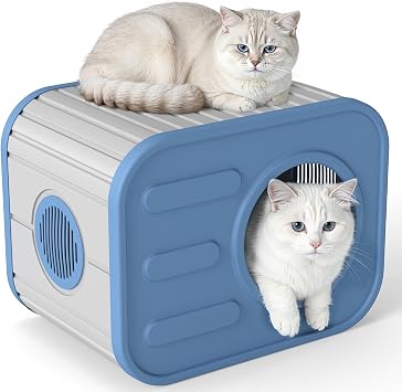 DRATO Outdoor Cat House Weatherproof Camera-Shaped Resin for Outdoor Cats Indoor Use
