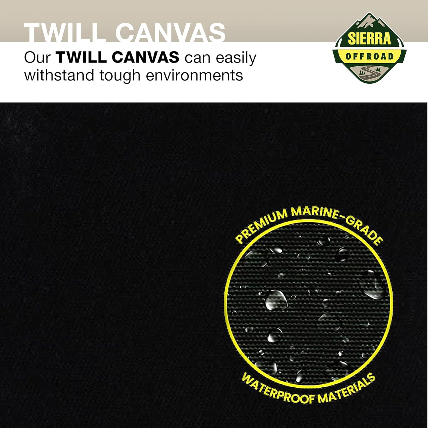 Sierra Offroad Fabric Only Soft Top for 2020 to 2026 Jeep Gladiator JT - Black, Twill Canvas - 4 Door Gladiator Soft Top with Rear Plastic Clear Window - Factory Fit Replacement - No Frame Kit