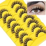 Kiromiro Lashes Natural Look False Eyelashes Clear Band Wispy Faux Mink Eyelashes Fluffy 15mm Natural False Lashes Cat Eye Strip Lashes Pack 7 Pairs