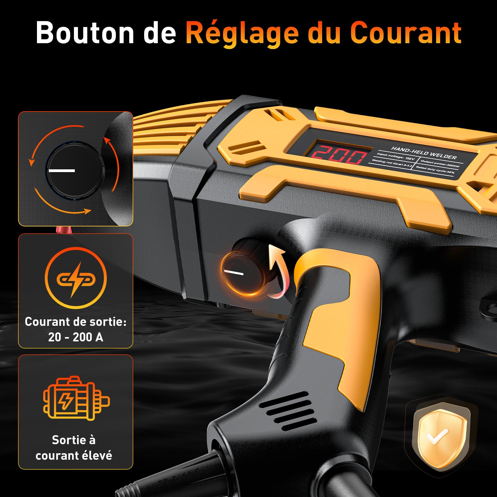 Soudeur à l'arc - FA206 220 V Soudeur Poste de Soudage IGBT 120 A avec Inverseur 6 Réglages de Courant Variables, Pistolet de Soudage à l'arc Électrique Set pour Fil Machine 3/32"-1/8"(2,4-3,2 mm)