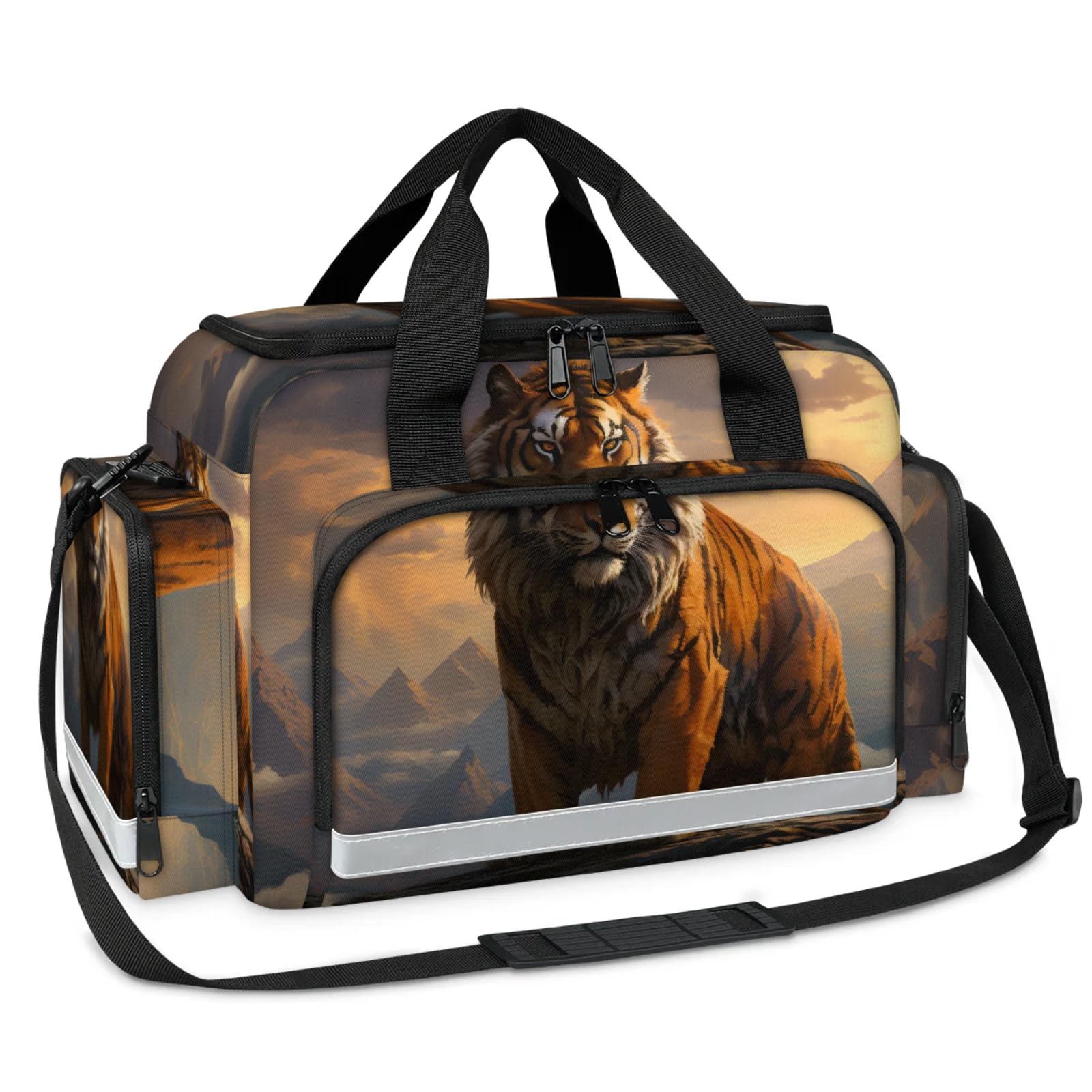 GzLeyigou First Aid Bags Empty, Striped Tiger Emergency Bag First Aid Kit Multiple Compartment Kit Carrier On Call Trauma Bag For Paramedics Emergency Medical Supplies Kit