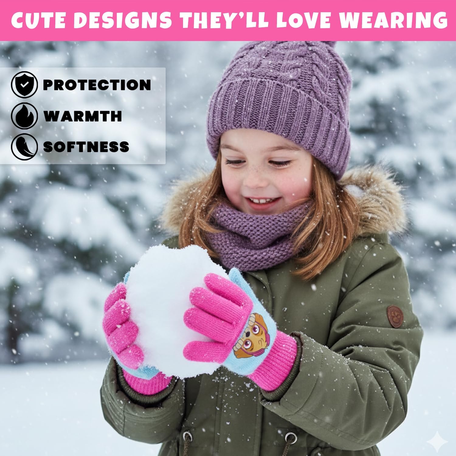 Nickelodeon Girls' Paw Patrol Ski Gloves - Marshall, Chase, Rubble Ski Gloves or Mittens (2-7) - Image 6