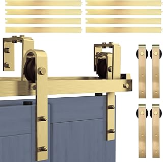 Rio Salto 6.6 Feet Gold Bypass Barn Door Hardware Kit Bypass Sliding Door Closet Doors Sliding Barn Door Hardware Pantry