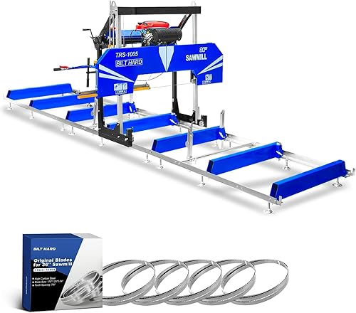 BILT HARD Aserradero portátil máx. de 36 pulgadas, motor de gas de 25HP 760cc con arranque eléctrico, ancho de tablero de 36 pulgadas, longitud de