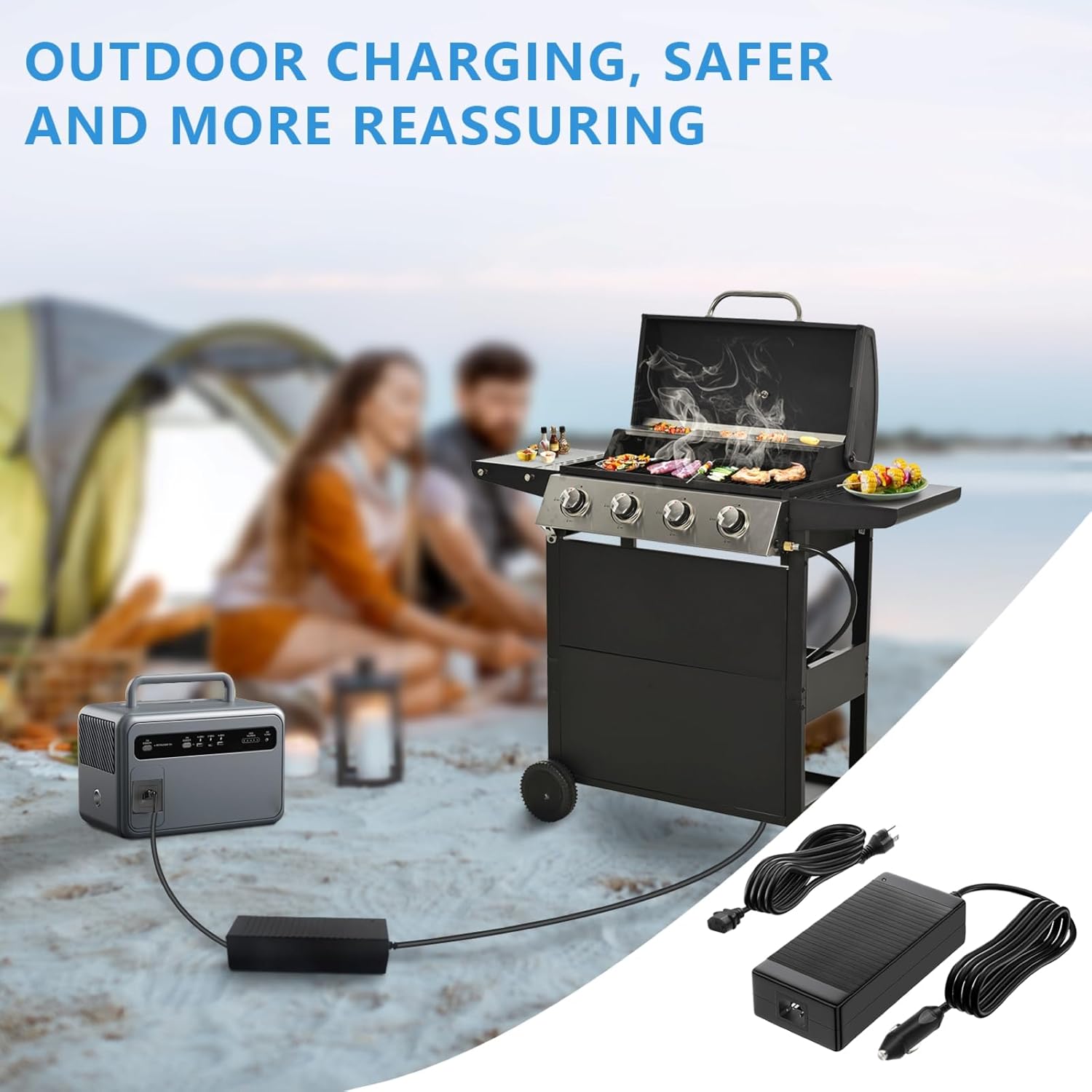 BBQ Cigarette Lighter Plug 12V 120W 10A Power Supply Converter Adapter Plug 10.8FT Extra Long Power Cord for GMG Green Mountain DB/JB Grills Davy Crockett P-1001 GMG-ADP10A Power Adapter