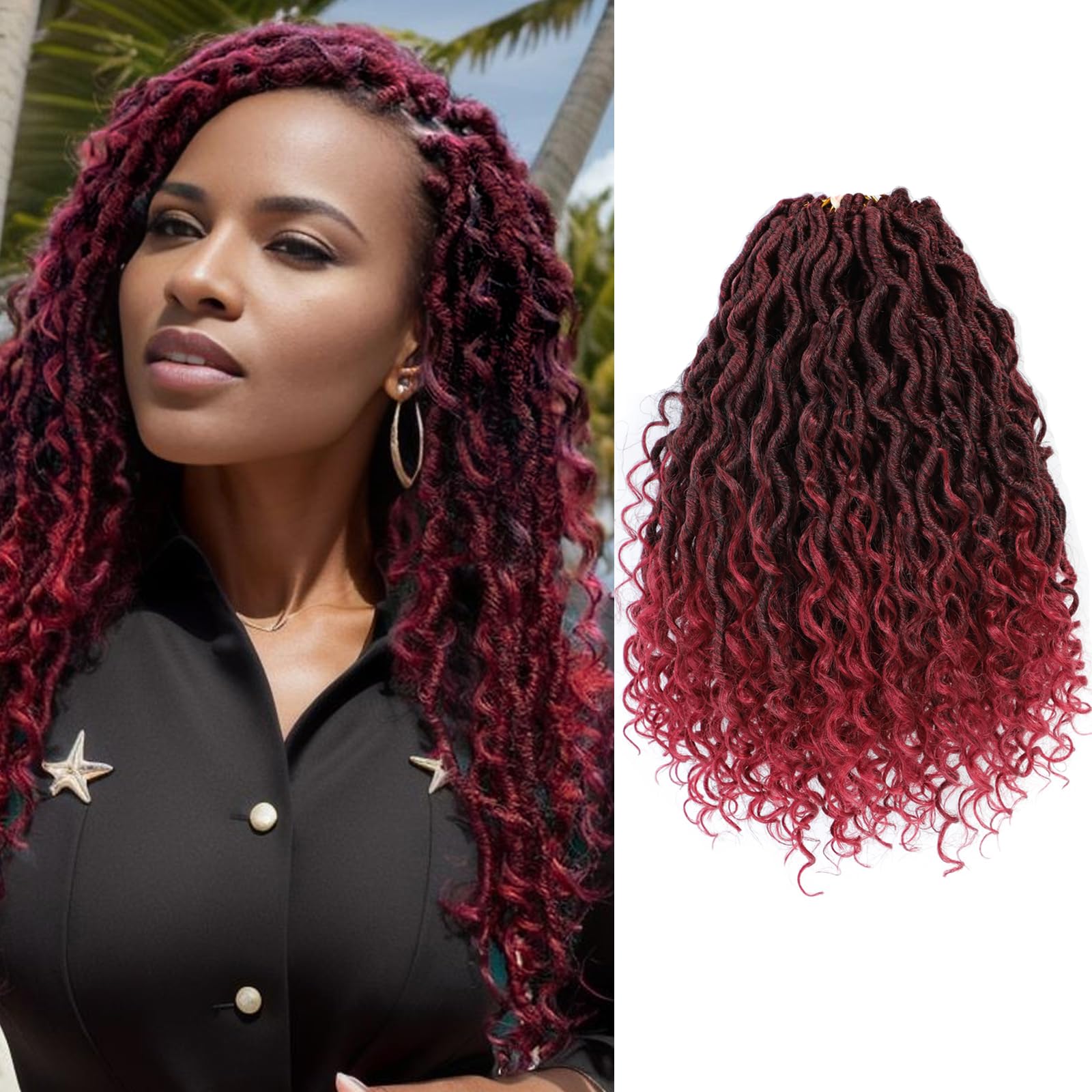 Curly Faux Locs Crochet Hair with Curls 8 Packs 10 Inch Short Goddess Locs Crochet Hair River Crochet Braids Hippie Locs Boho Style Hair Extensions