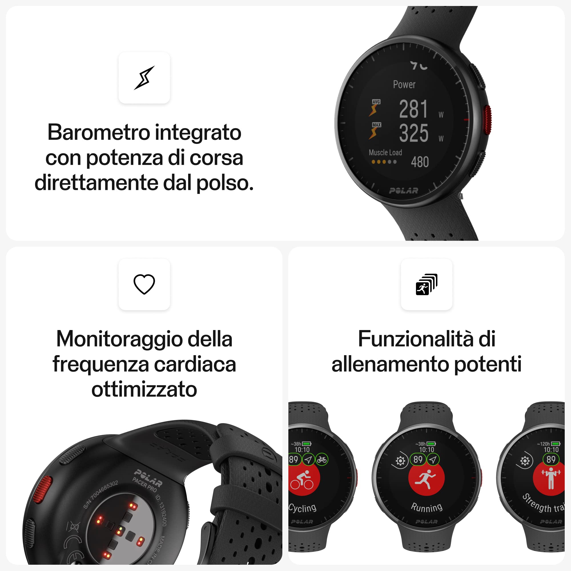 Polar Pacer Pro - Sportwatch con GPS avanzato, monitoraggio della FC dal polso, smartwatch per uomini e donne, Running Watch, monitoraggio del sonno e activity tracker
