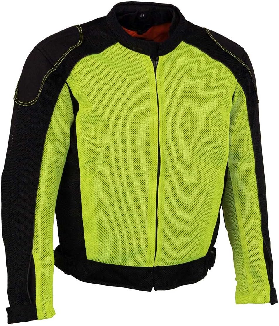 Milwaukee Leather MPM1790 Men’s Black and Neon Green Hi Vis Mesh Racer Armored Jacket with Removable Rain Jacket Milwaukee Leather MPM1790 Men’s Black and Neon Green Hi Vis Mesh Racer Armored Jacket with Removable Rain Jacket