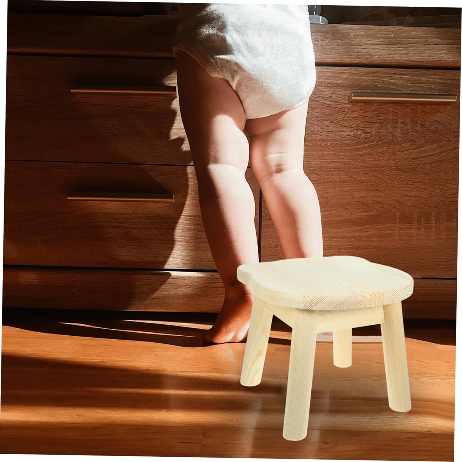 Mikinona Portable Boys and Girls Stool Wooden Boys and Girls Stool for Kitchen Bathrooms Home