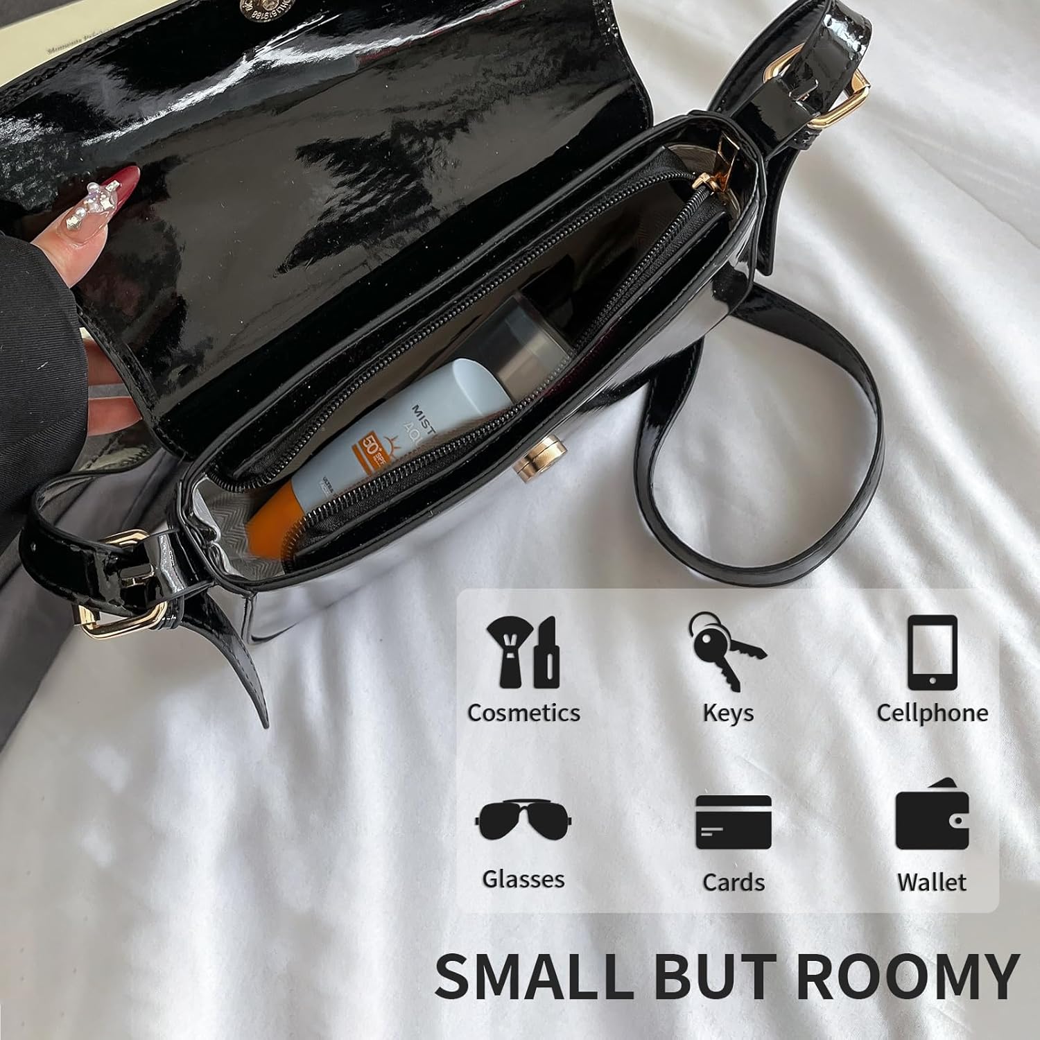 Small Shoulder Bag,Y2K Purse for Women, PU Leather Tote Handbag Clutch Purse with 2 Removable Straps Crossbody Bags - Image 5