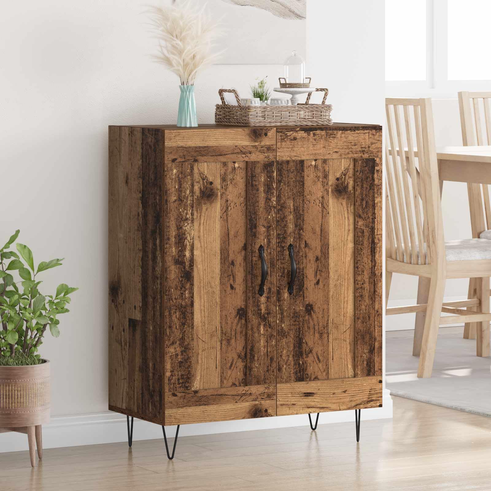 Credenza in legno anticato, 69,5 x 34 x 90 cm, credenza in legno