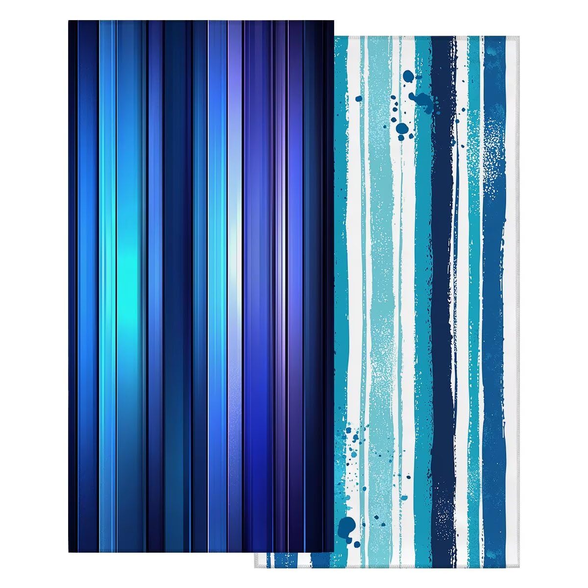 Toalla Playa 80x160 cm, Toalla Gimnasio Microfibra Secado Rapido, Juego de 2 Antiarena Toallas de Playa, Ligera Compacta Toallas Microfibra Grande para Viaje, Regalo Hombre Mujer (A rayas) -4175