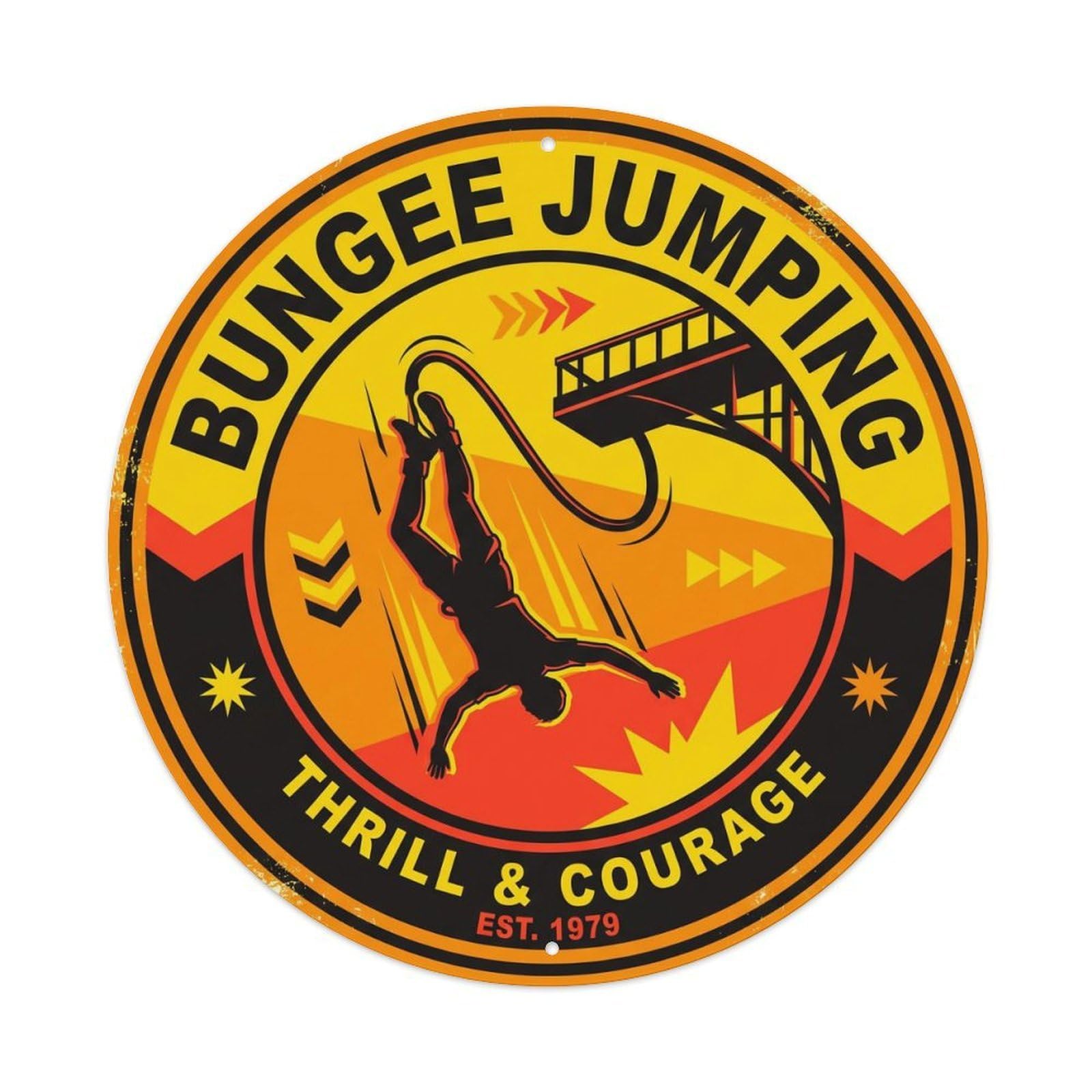 Vintage Bungee Jumping Extreme Sports Badge Metal Tin Sign