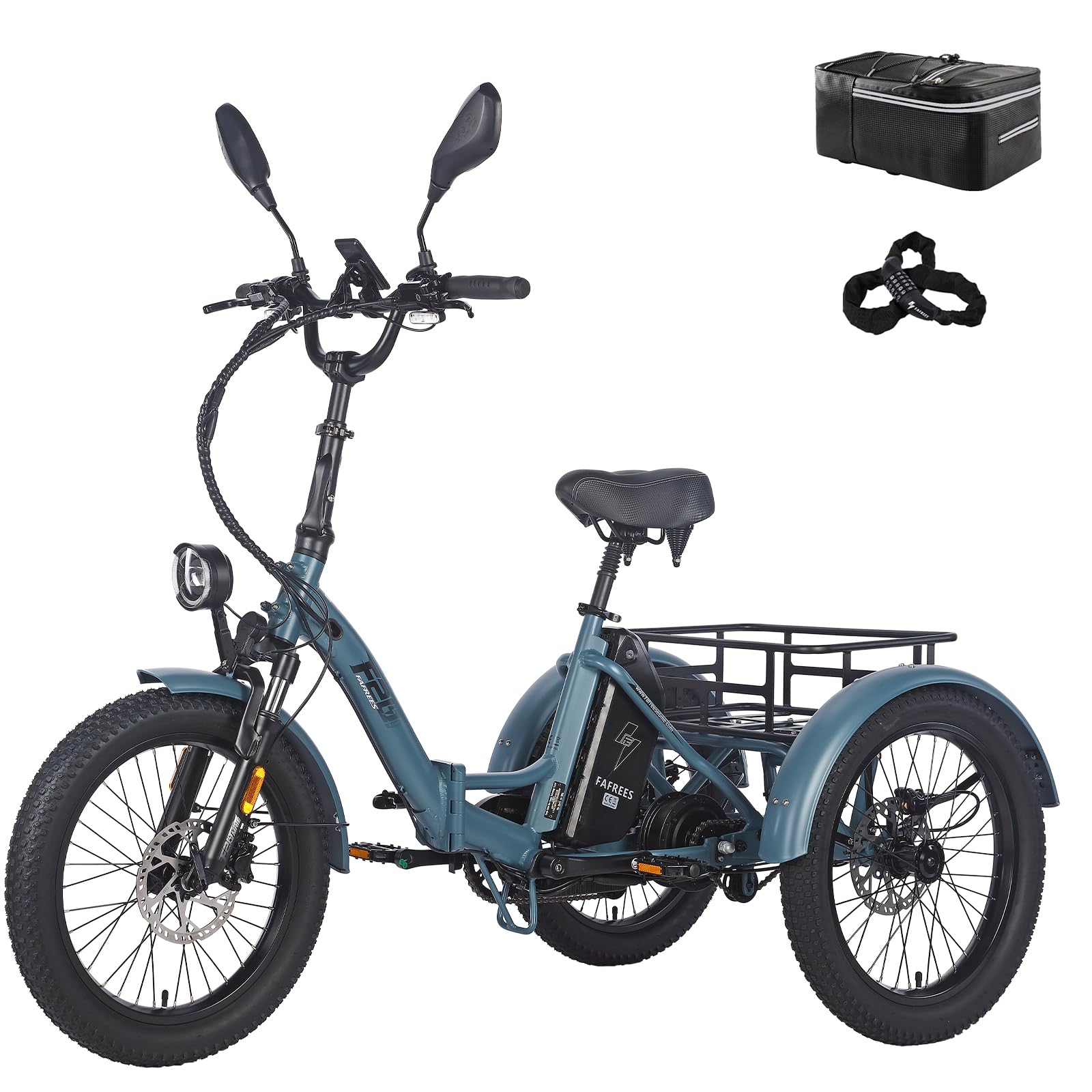 Fafrees F20 Mate Triciclo Elettrico per Adulti Batteria 48V 21Ah 20 Pollici Omologato Bicicletta Elettrica Pieghevole 180kg, Pieghevole A 3 Ruote 65N.m, Freni a Disco Idraulici