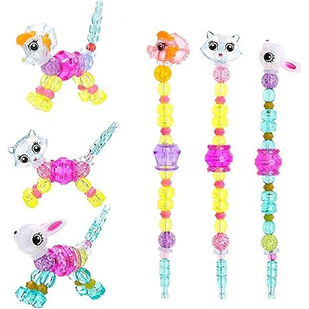 Amazon 女の子 おもちゃ 魔法の ビーズ ブレスレット 一扭捻り変形 水晶のブレスレットからかわいい動物に変わる 3個入り ブレスレット おもちゃ
