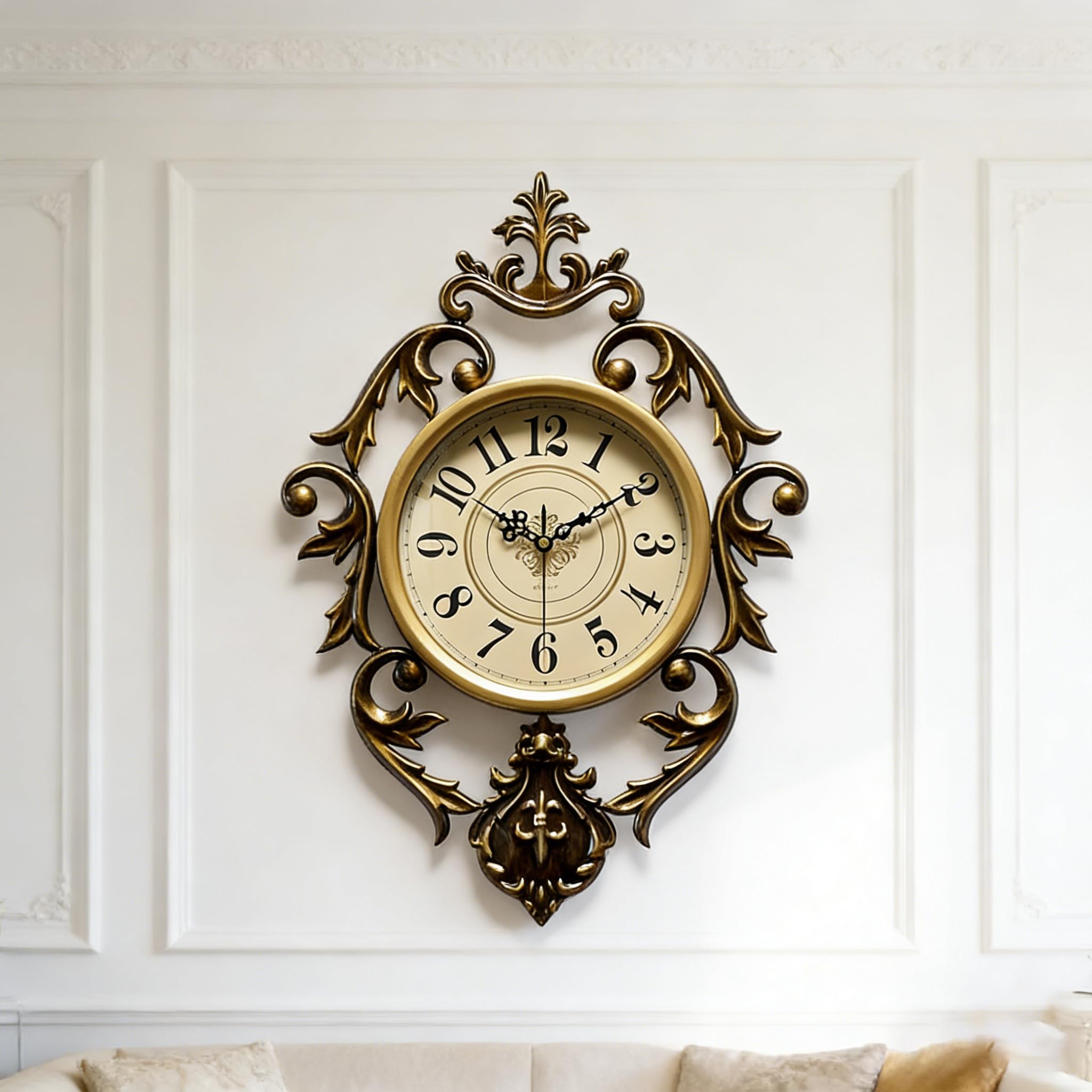 SIN&MI Vintage Retro Wall Clock for Living Room- Digital Clock Silent Quartz Movement Decorative Antique Clock for Home Decor, Living Room & Bedroom 21" x 15"