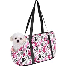 Dog Purse Carrier with Crossbody Strap, Breathable and Portable, Small Dog Sling Carrier, 19.7" x 7.9" x 10.6", White Red Black, Intended for Hiking/Camping/Traveling