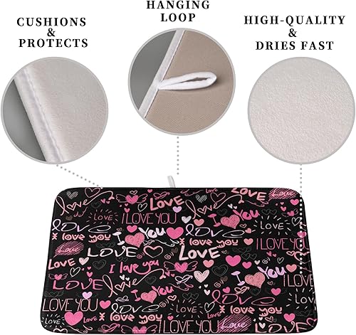 Miniatura 10 de Kwlegh Tapete de secado de platos de calabaza de otoño de Halloween para encimera de cocina, 18 x 24 pulgadas, tapete escurridor de platos de