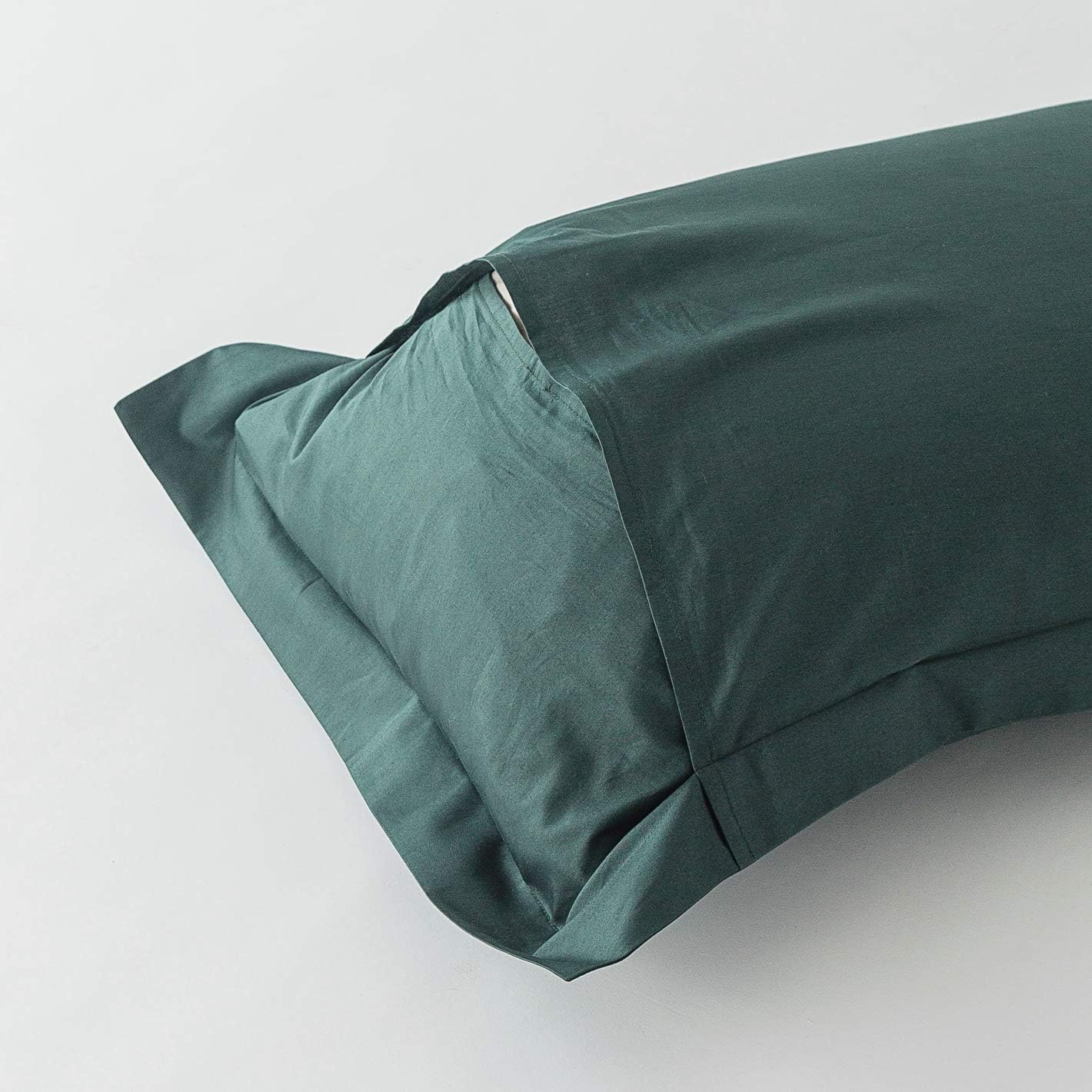 SUSYBAO Emerald Green Duvet Cover King 100% Cotton 3 Pcs Set 1 Soft Dark Green Duvet Cover with Zipper Ties 2 Pillow Shams Solid Color Retro Forest Green Bedding Set Soft