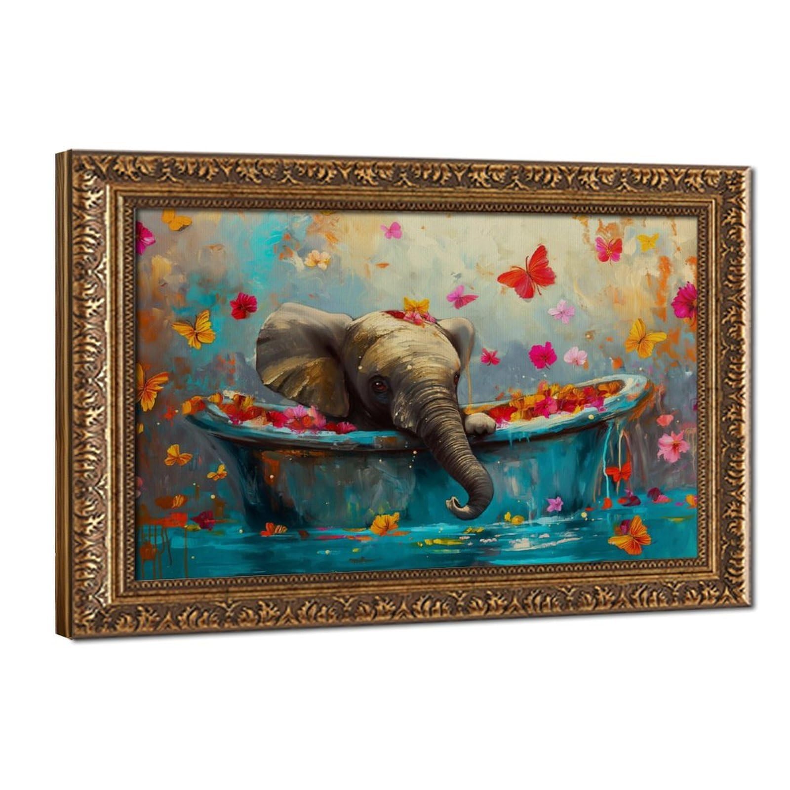 Bareronor Bathroom Elephant Poster Canvas Poster Bedroom Decor Landscape Office Room Decor Gift 24" L X 36" W