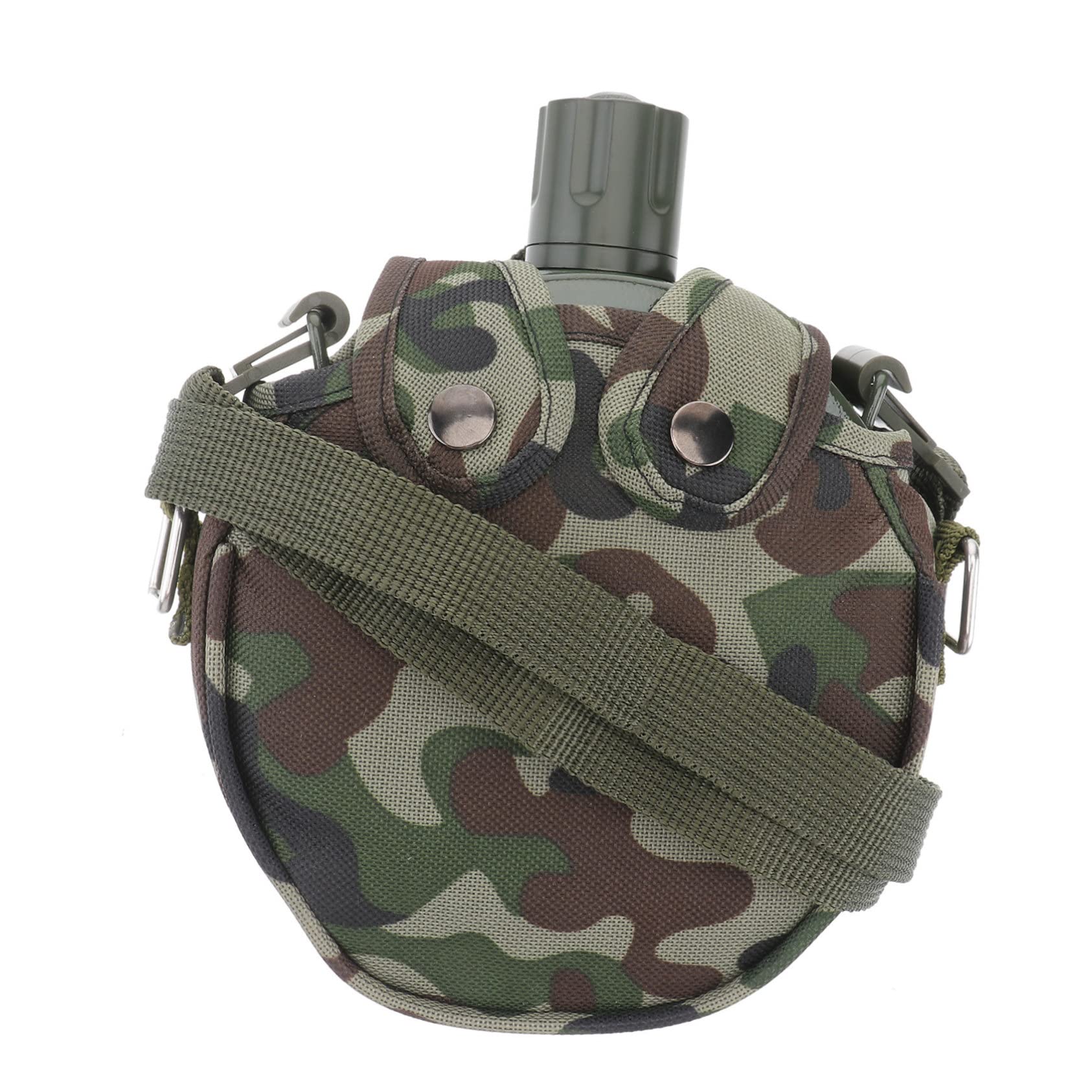 Kisangel 1Set Camouflage Canteen, 550ml Stainless Steel, Green, Sports, Hiking, Hunting, Fishing