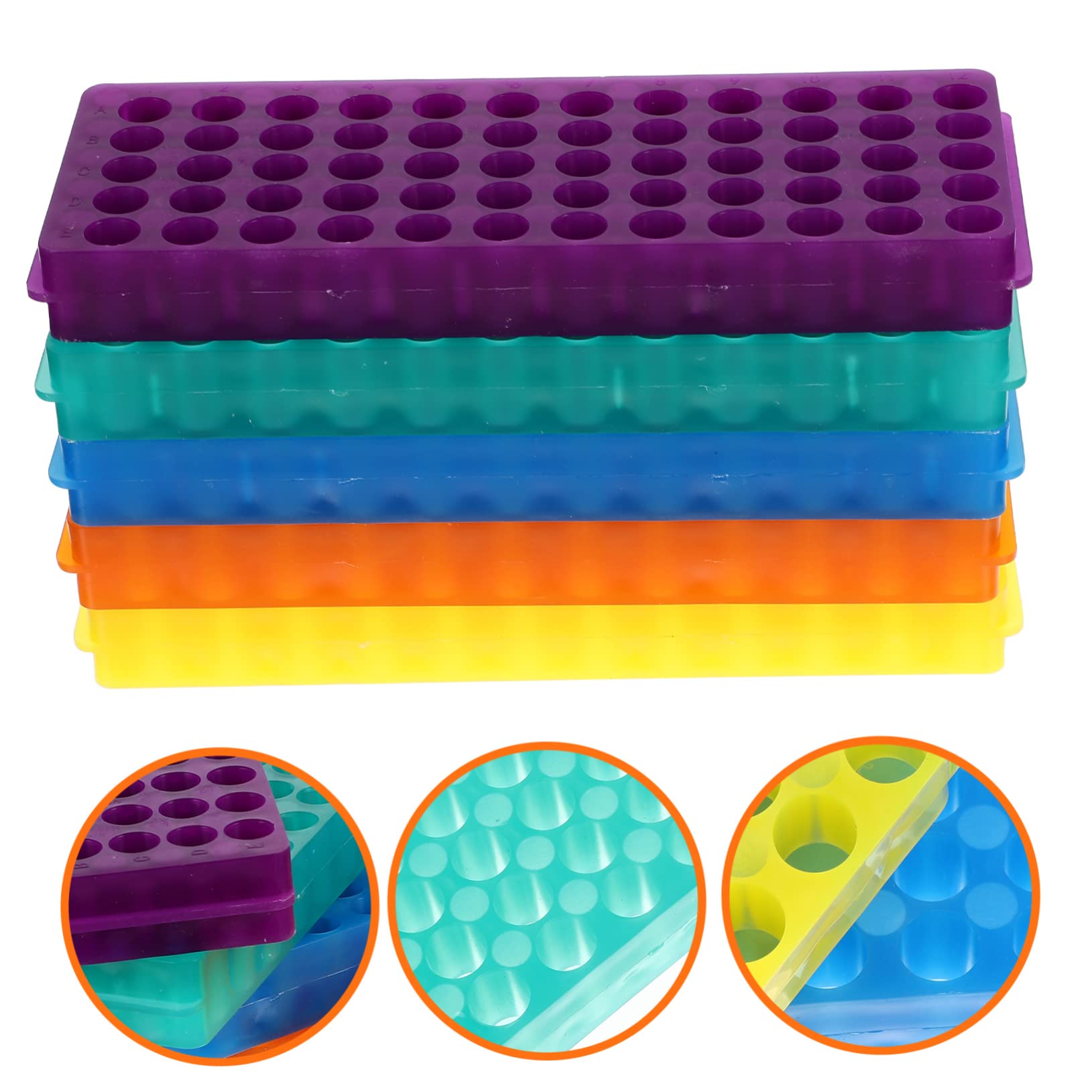 HOMOCONO 5 Pcs Laboratory Rack Lab Cleaning Drying Rack Tube Storage Rack Centrifuge Storage Shelf Rack for Microcentrifuge Rack Stackable Tube Rack Lab Rack