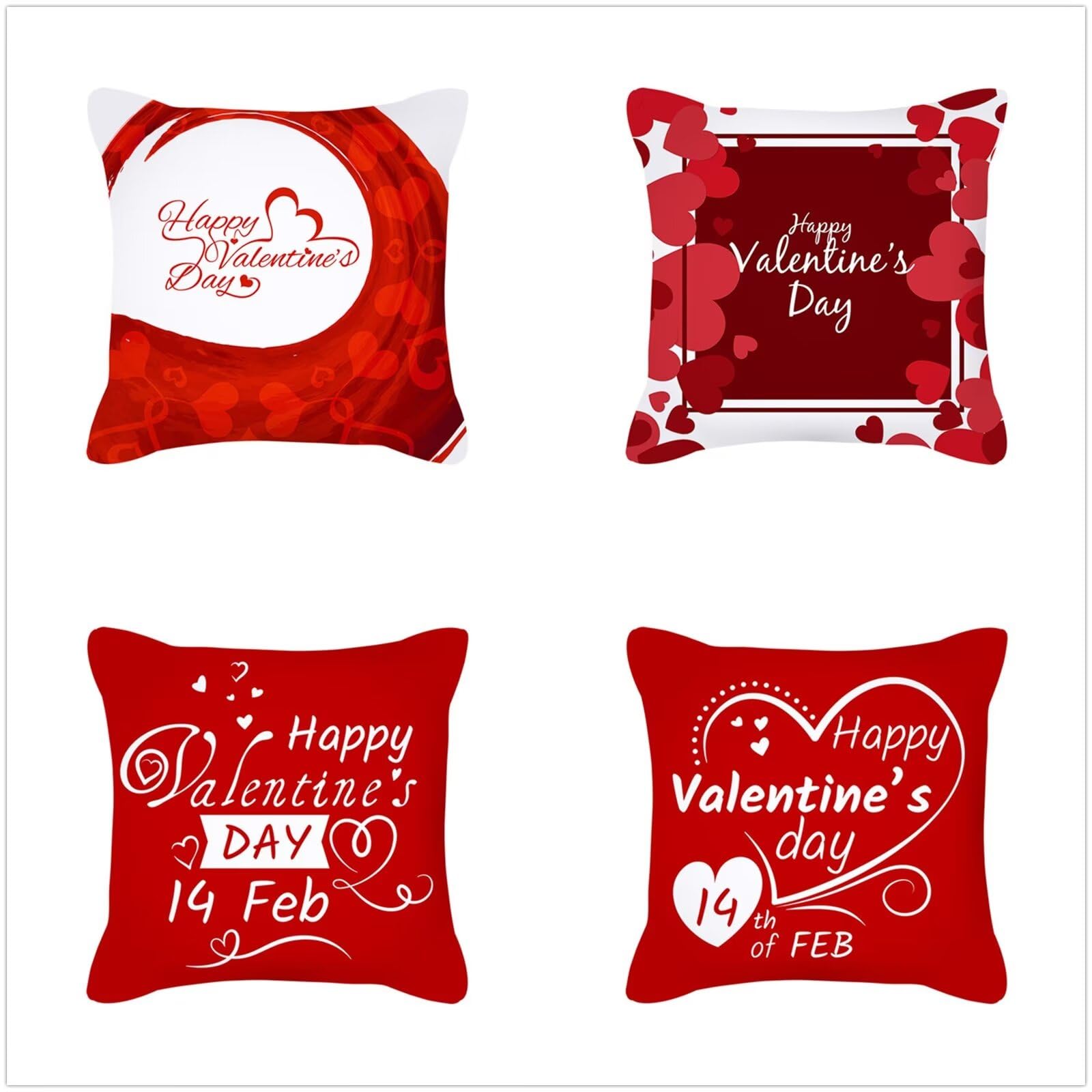 Federe per Cuscini Super Soft 50x50cm Set di 4 Quadrato Bifacciale Copricuscini Divano Decorativi rosso moderno Decor Fodere per Divano Sedia Cuscini Camera da Letto Cuscini Arredo P1-386