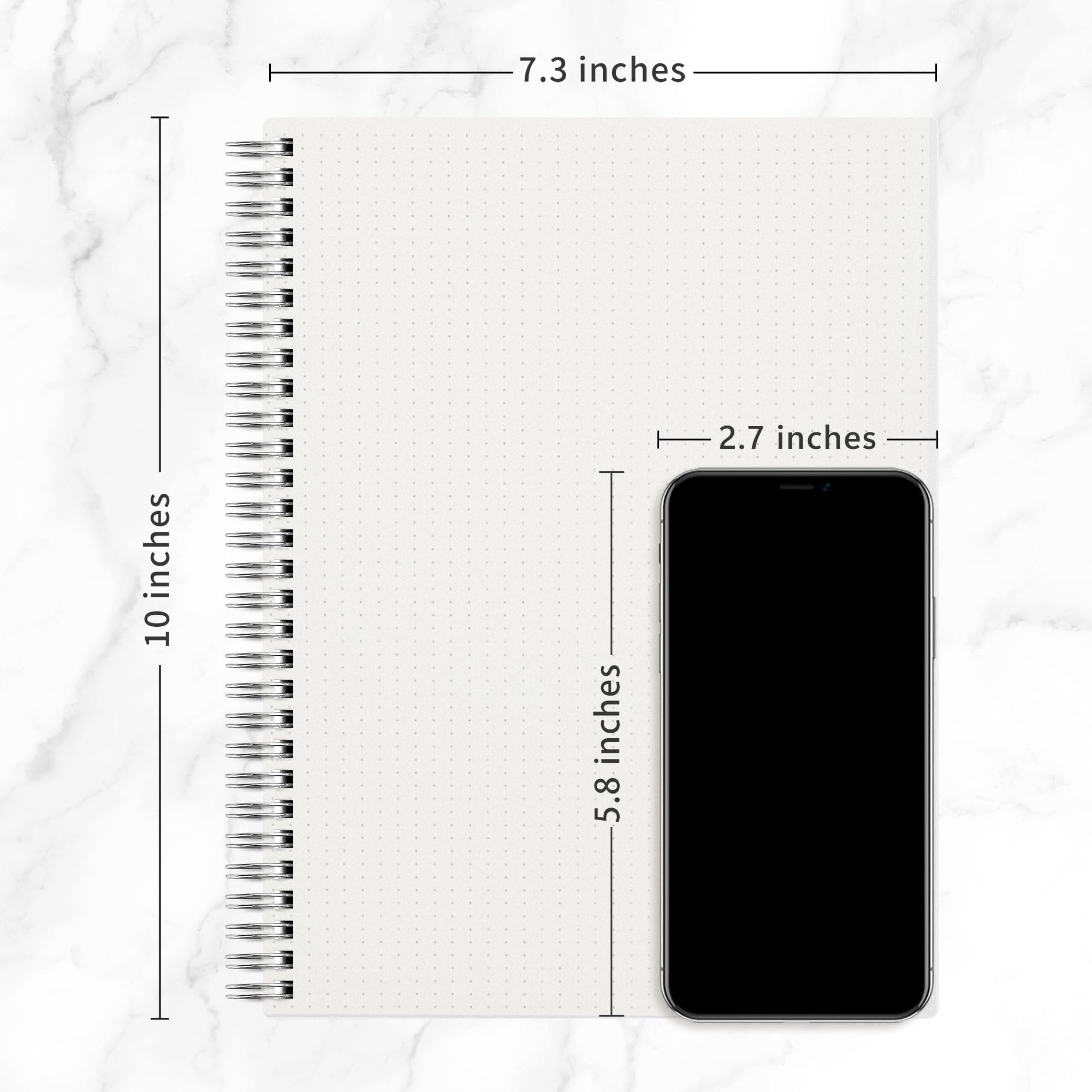 Bullet Grid Journal B5 Spiralblock - RETTACY Dotted Groß Notizbuch Transparentes Hardcover, 7,3"X 10" 100 g/m² dickes Papier 80 2er-Pack
