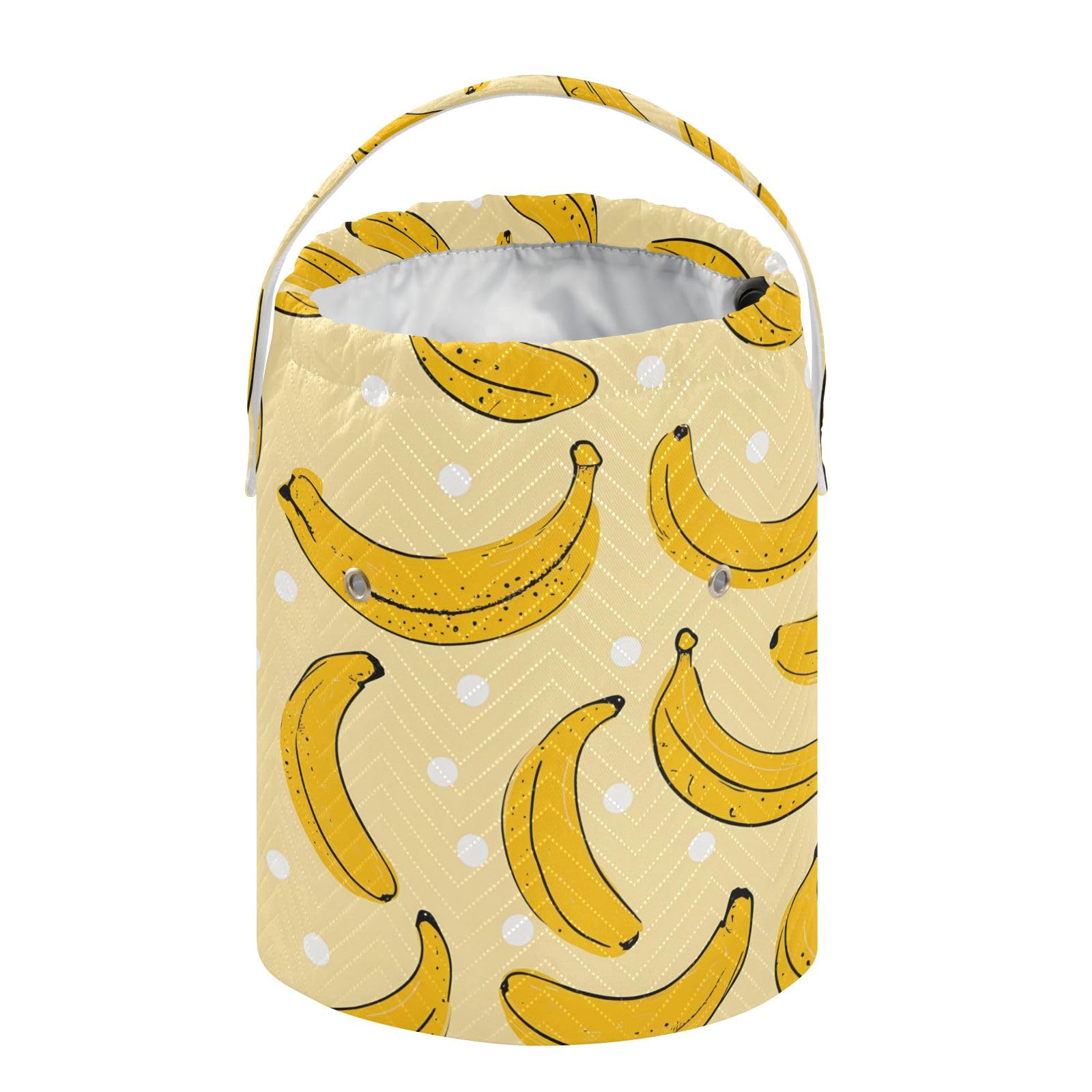 Yarn Storage Bag Small Crochet Bag Knitting Bag Organizer Yellow Bananas Dots Yarn Bags for Crocheting Basket