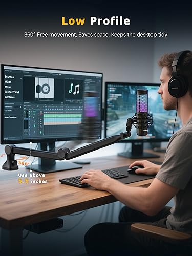 Miniatura 3 de Brazo de brazo de micrófono BA-30 - Brazo de estudio ajustable de 360 con rotación de 360, con rosca de 38 pulgadas 58 pulgadas para podcast,