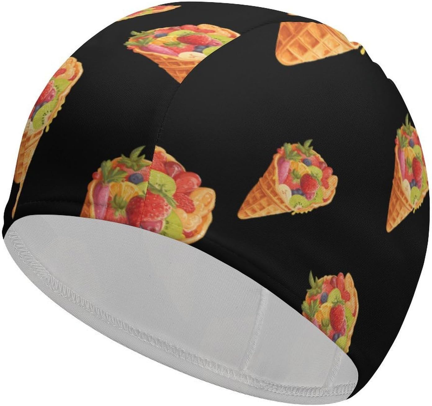 Egg Waffle Berry Kiwi Womens Swim Cap for Men Adult Swimming Hat Curly Short Medium Long Hair