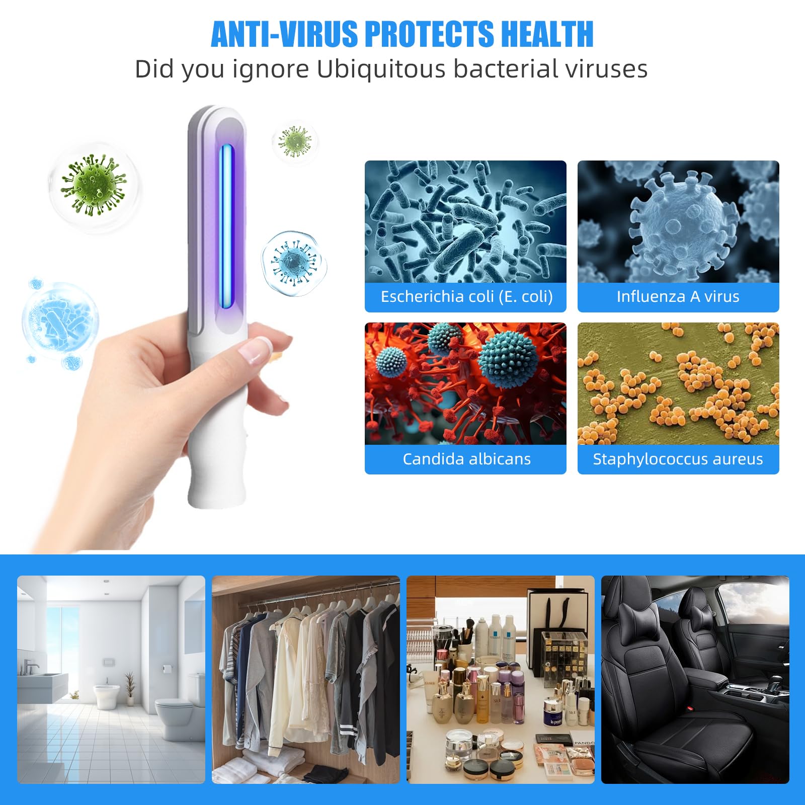 UV Light Sanitizer Wand, Portable UV Light Disinfection Lamp - Image 4