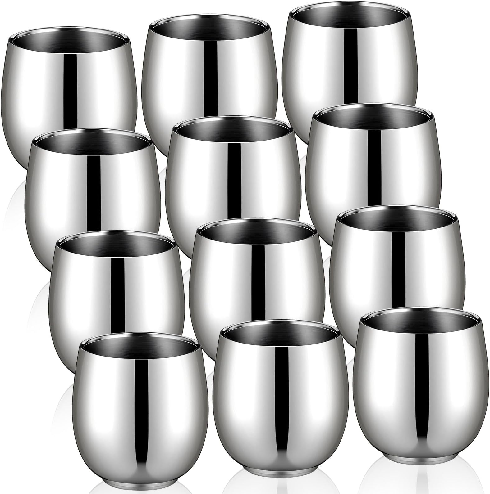 LemonRoad 12 Pack 7oz Stainless Steel Espresso Cups Double Wall Stainless Steel Cups Insulated Tumbler Unbreakable Stackable Water Tumblers for Home Restaurant Party Travel Camping Outdoor