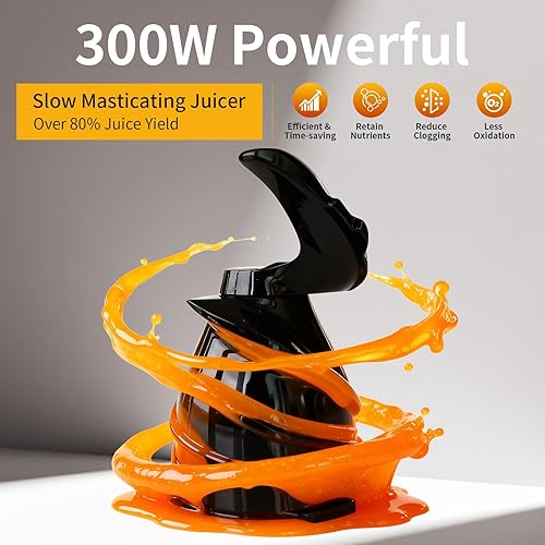 Miniatura 3 de Exprimidor de prensa en frío de 6 pulgadas para verduras y frutas enteras, fácil limpieza en 5 minutos, máquina exprimidora lenta y alto rendimiento