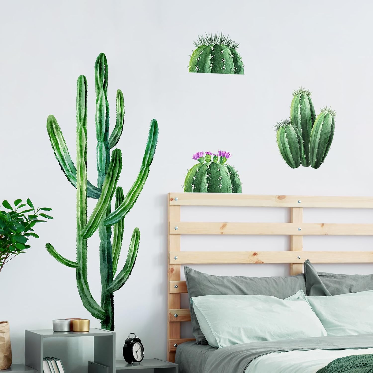 Supzone Cactus Wall Decals Tropical Cacti Green Plants Cactus Wall Stickers Peel and Stick Vinyl Wall Art Decor for Baby Nursery Living Room Bedroom Office Furniture Gifts for Mom image 5