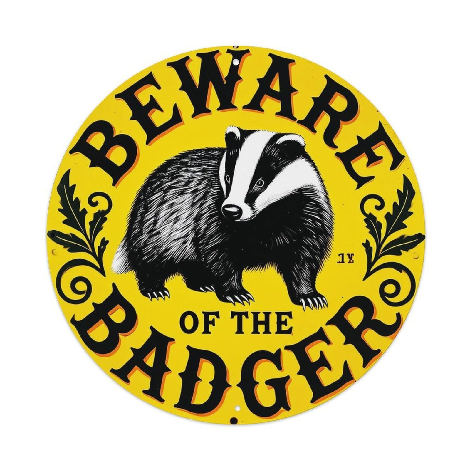 Beware Of The Badger Sign Tin Sign Metal Poster Vintage Metal Signs for Home Man Cave Bar Cafe Kitchen laundry room Wall Decorations 8x8 inches