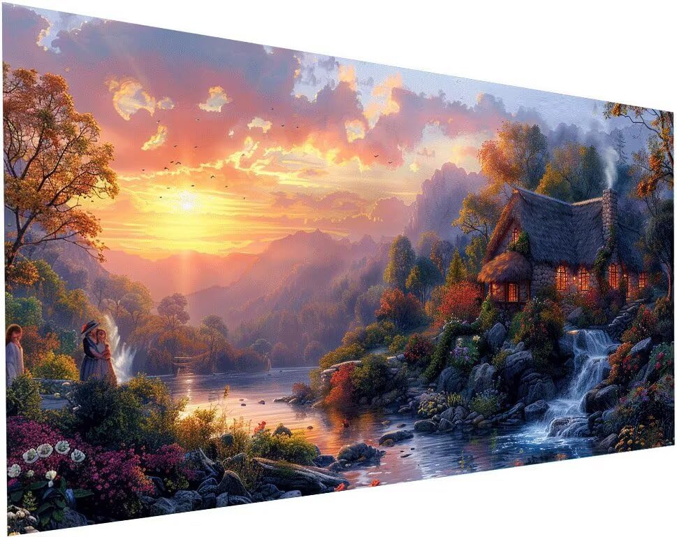 Broderie diamant kit complet paysage 55x110 cm diamond painting adulte XXL point de croix