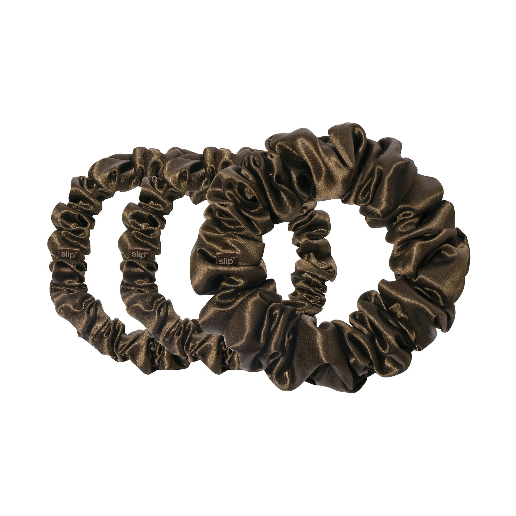Slip Pure Silk Brown Scrunchies, Dark Colour, Assorted Sizes, Back to Basics, 100% Mulberry Slipsilk, Anti-Crease - Image 2