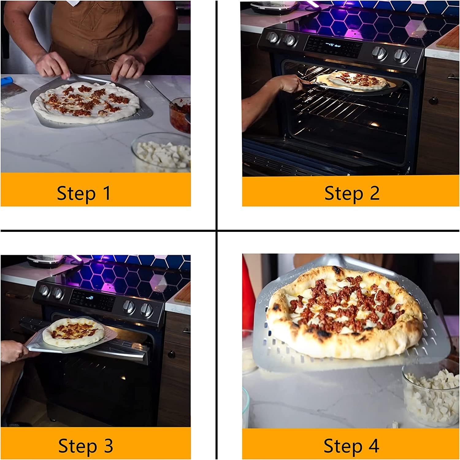 Perforowana łopatka do pizzy 30 cm – aluminiowa prostokątna łopata do pizzy z twardą powłoką dla łatwego przenoszenia pizzy, idealna do użytku domowego i profesjonalnego.