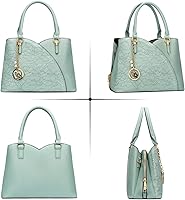 Vista 4 de KKXIU Monederos y bolsos de mano con triple compartimento para mujer, bolso de mano con asa superior 5-verde